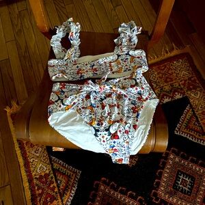 Weworewhat x onia ruffled tile print bikini from one of her first collections